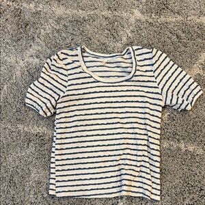 Hayden White and Navy Striped Short Sleeve Top